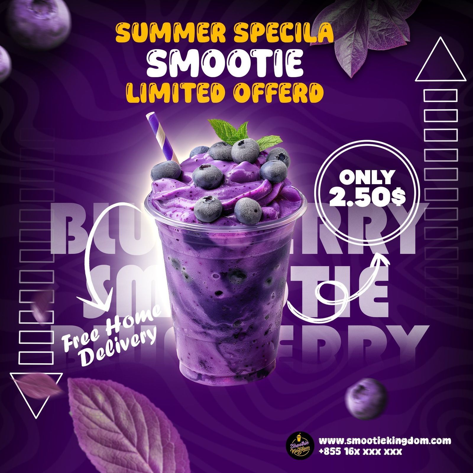 Blueberry Smoothie Beverage Poster